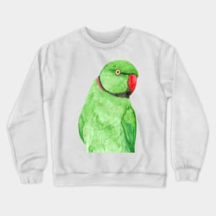 Rose-ringed parakeet or ring-necked parrots watercolor - bird painting Crewneck Sweatshirt